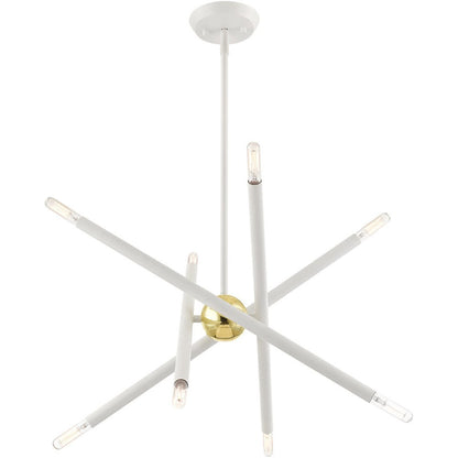 White Eight Light Metal Dimmable Chandelier With Shades HomeRoots
