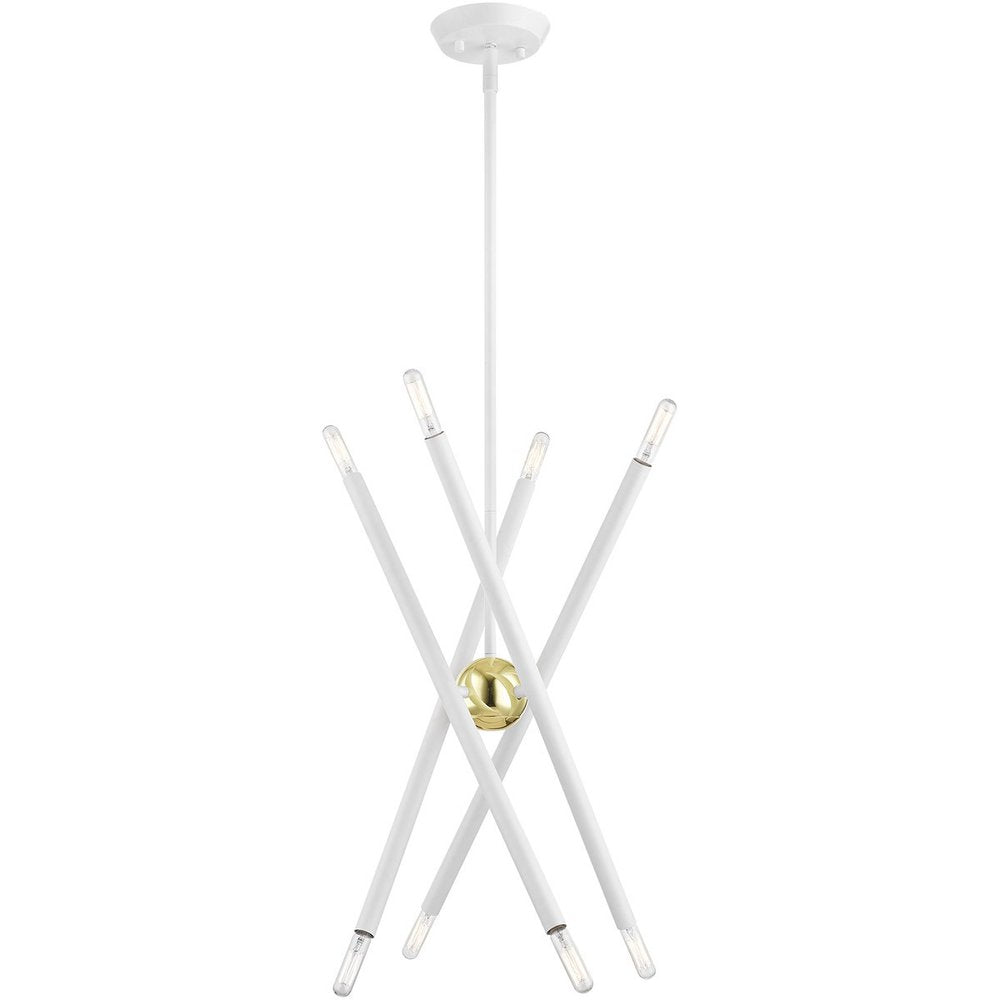 White Eight Light Metal Dimmable Chandelier With Shades HomeRoots
