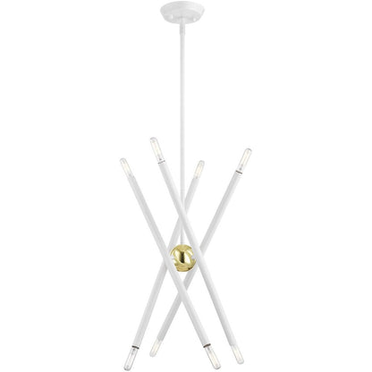 White Eight Light Metal Dimmable Chandelier With Shades HomeRoots
