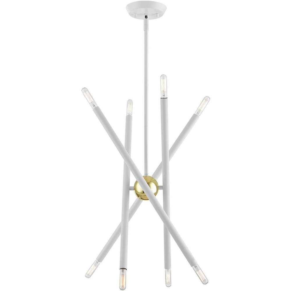 White Eight Light Metal Dimmable Chandelier With Shades HomeRoots