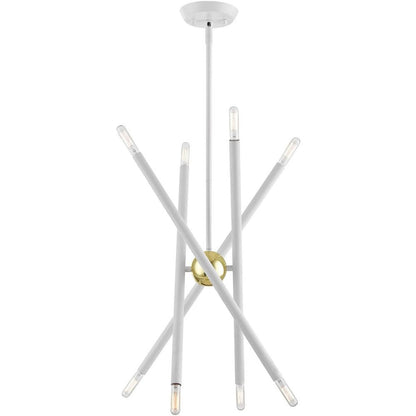 White Eight Light Metal Dimmable Chandelier With Shades HomeRoots