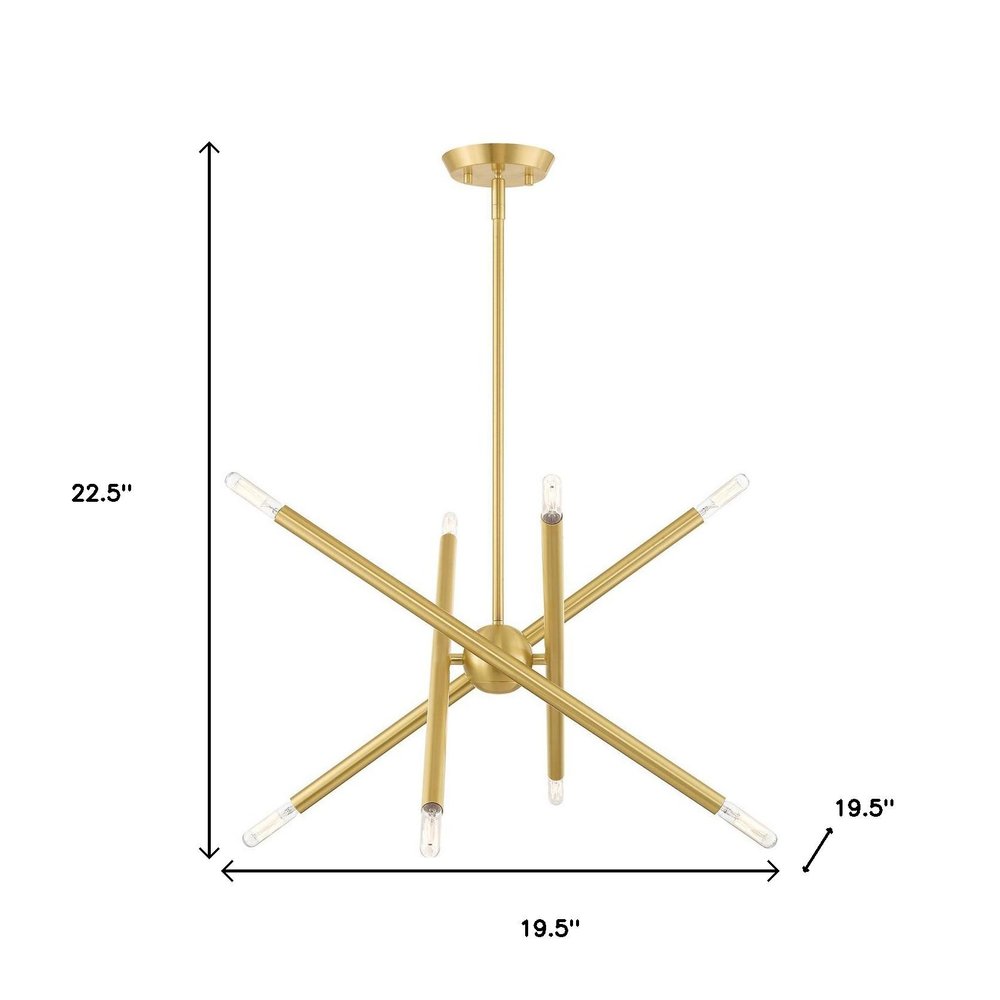 Brass Eight Light Metal Dimmable Chandelier With Shades HomeRoots