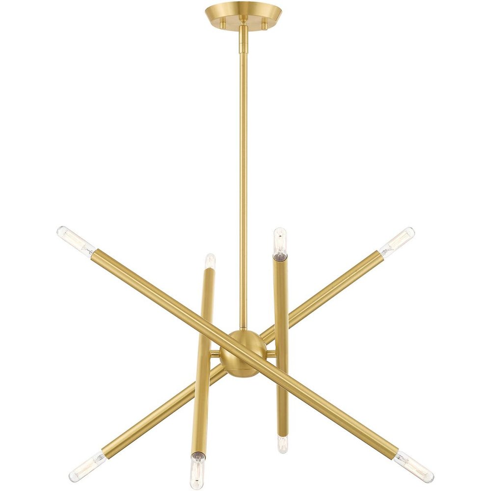 Brass Eight Light Metal Dimmable Chandelier With Shades HomeRoots