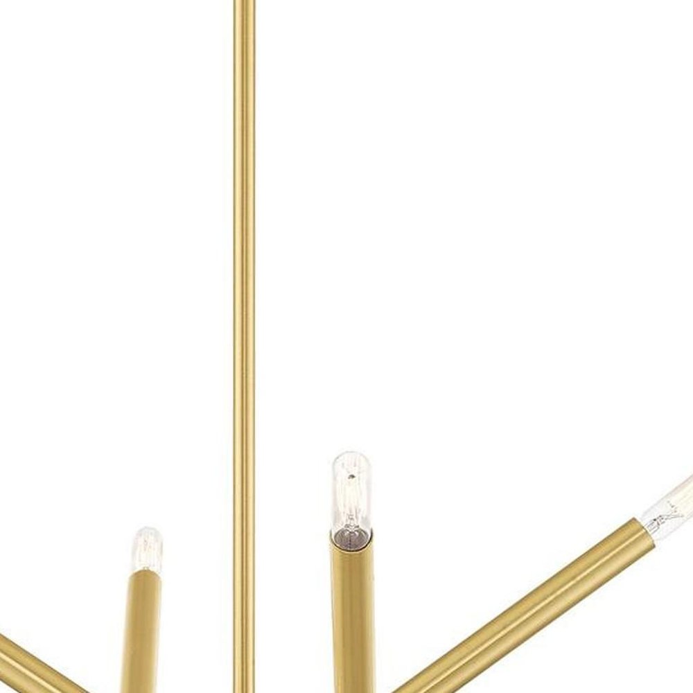 Brass Eight Light Metal Dimmable Chandelier With Shades HomeRoots