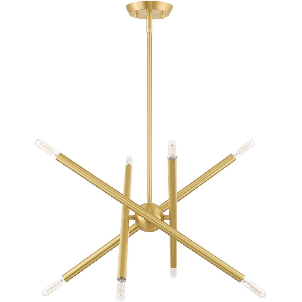 Brass Eight Light Metal Dimmable Chandelier With Shades HomeRoots