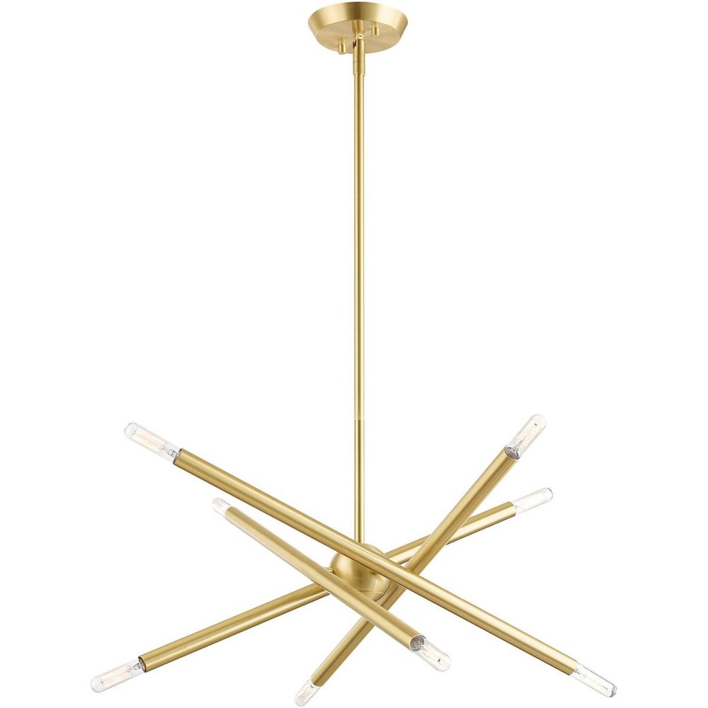 Brass Eight Light Metal Dimmable Chandelier With Shades HomeRoots