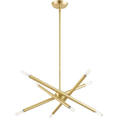 Brass Eight Light Metal Dimmable Chandelier With Shades HomeRoots