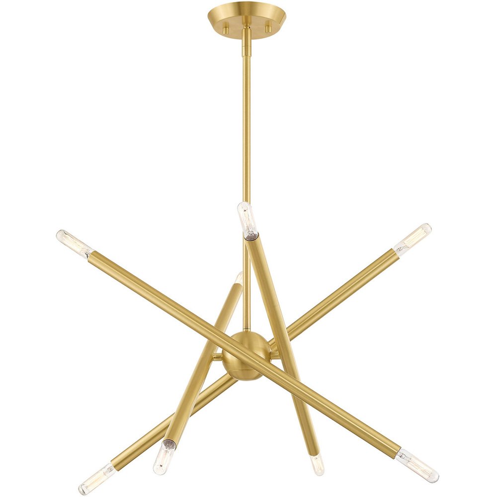 Brass Eight Light Metal Dimmable Chandelier With Shades HomeRoots