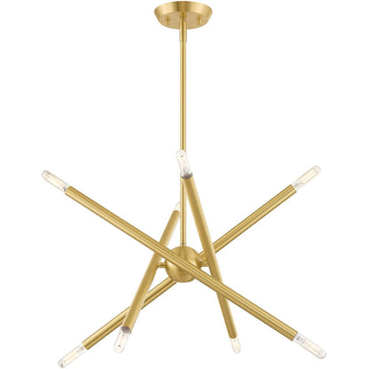 Brass Eight Light Metal Dimmable Chandelier With Shades HomeRoots