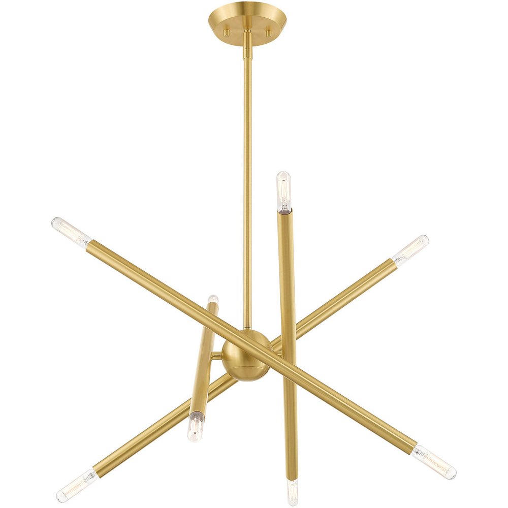 Brass Eight Light Metal Dimmable Chandelier With Shades HomeRoots