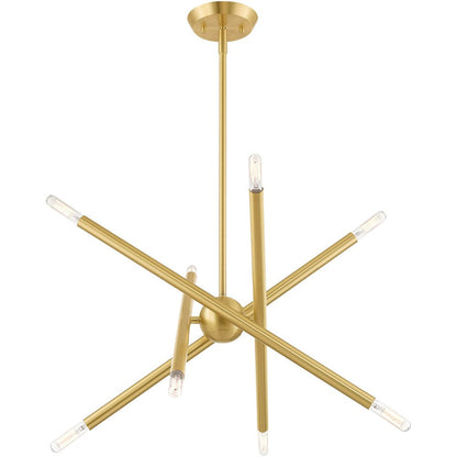 Brass Eight Light Metal Dimmable Chandelier With Shades HomeRoots