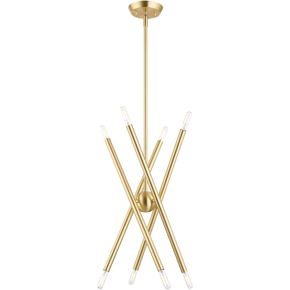 Brass Eight Light Metal Dimmable Chandelier With Shades HomeRoots