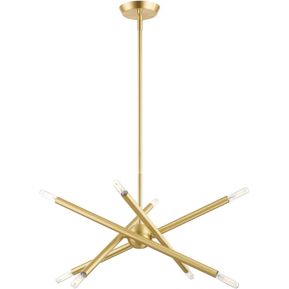 Brass Eight Light Metal Dimmable Chandelier With Shades HomeRoots