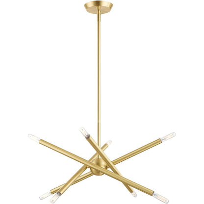 Brass Eight Light Metal Dimmable Chandelier With Shades HomeRoots