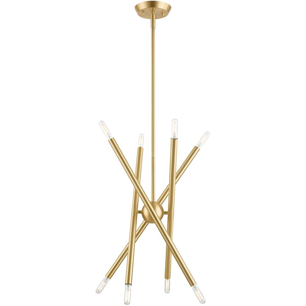 Brass Eight Light Metal Dimmable Chandelier With Shades HomeRoots