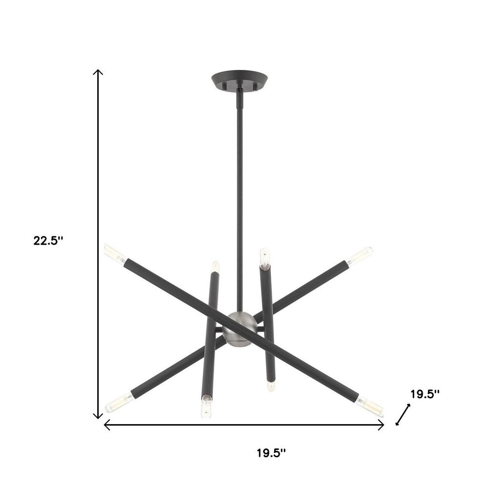 Gray Eight Light Metal Dimmable Chandelier With Shades HomeRoots
