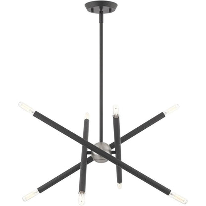 Gray Eight Light Metal Dimmable Chandelier With Shades HomeRoots