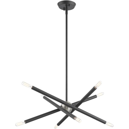 Gray Eight Light Metal Dimmable Chandelier With Shades HomeRoots