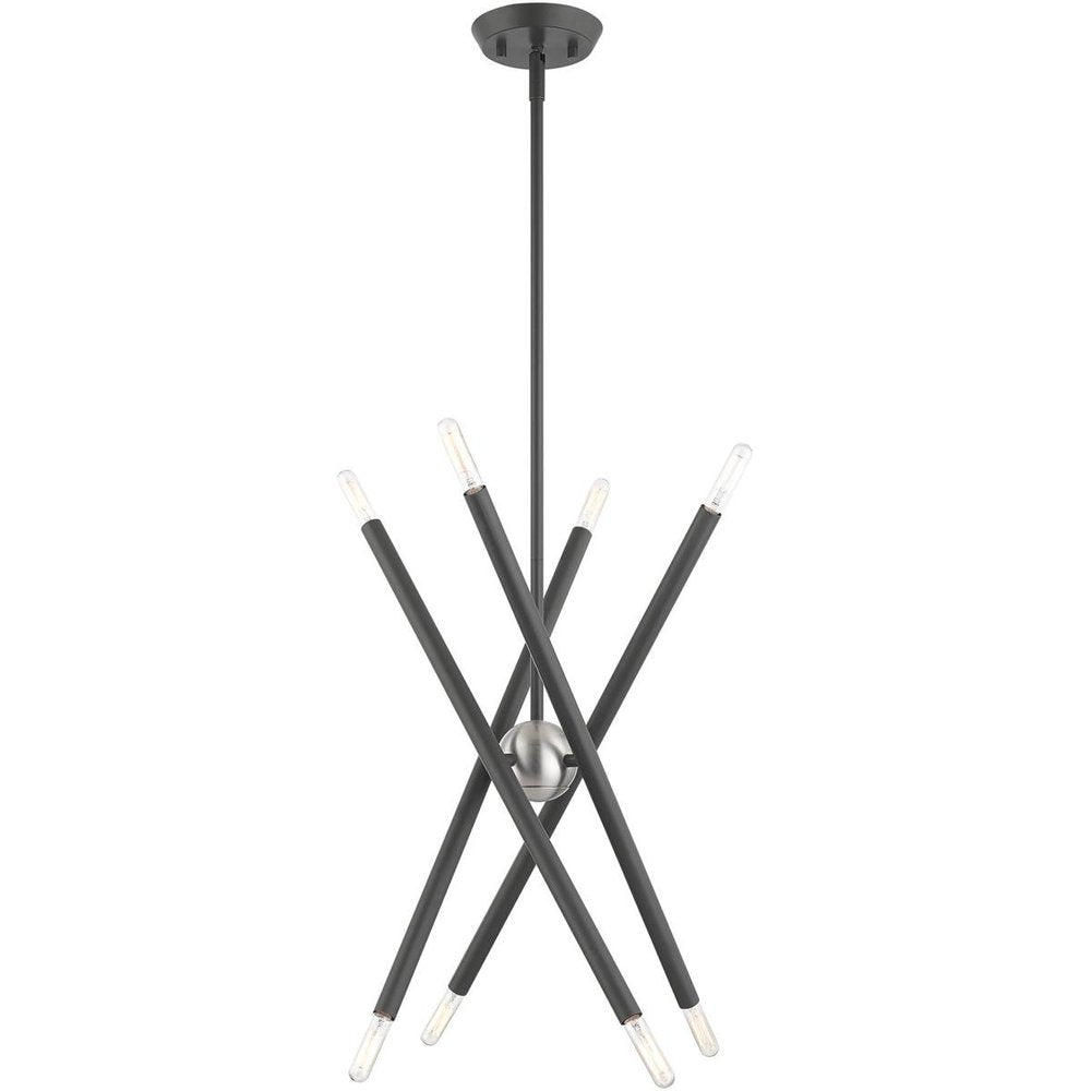 Gray Eight Light Metal Dimmable Chandelier With Shades HomeRoots