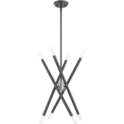 Gray Eight Light Metal Dimmable Chandelier With Shades HomeRoots