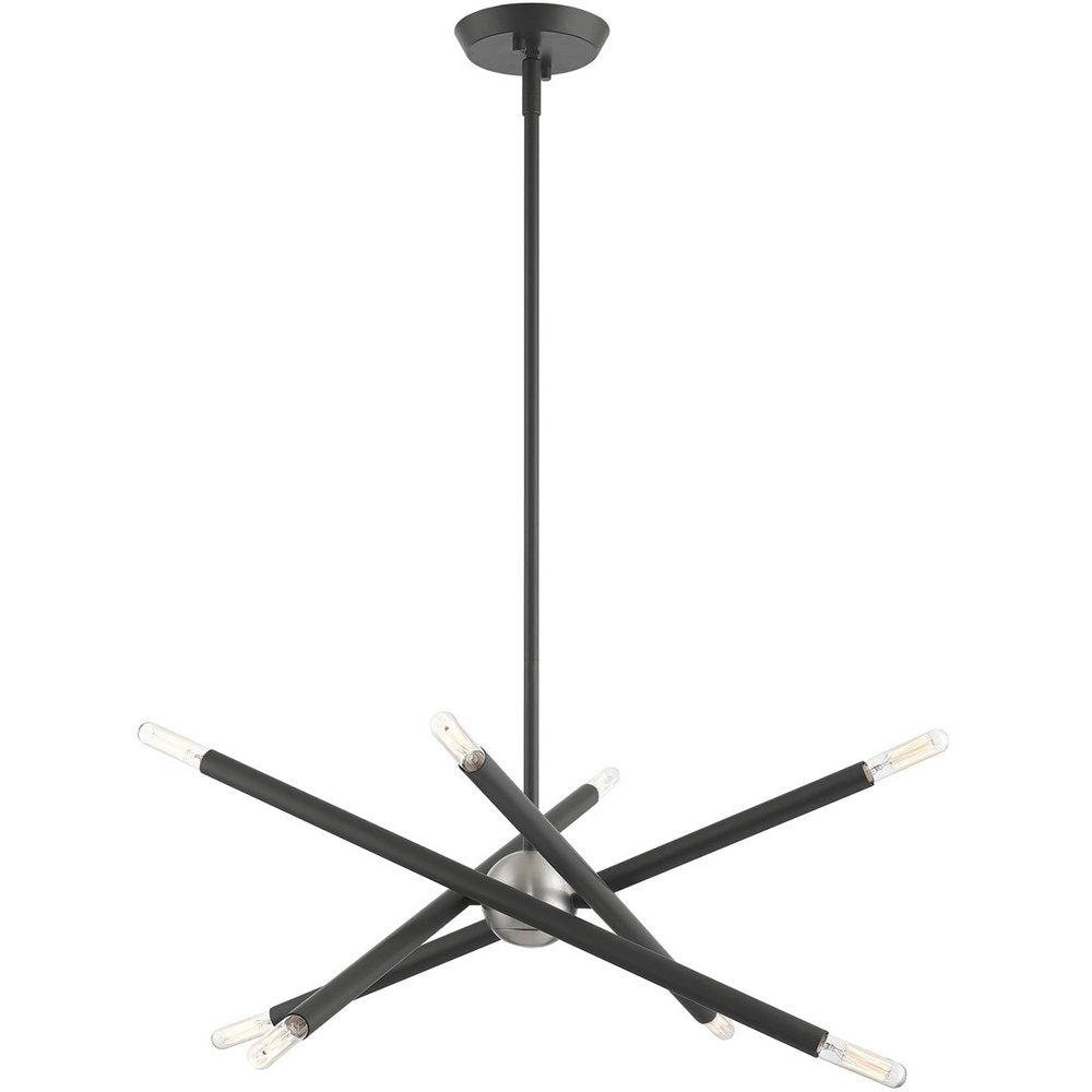 Gray Eight Light Metal Dimmable Chandelier With Shades HomeRoots