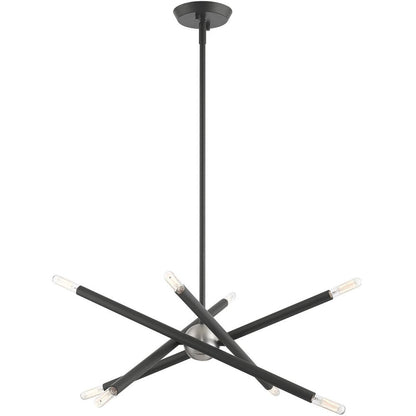 Gray Eight Light Metal Dimmable Chandelier With Shades HomeRoots