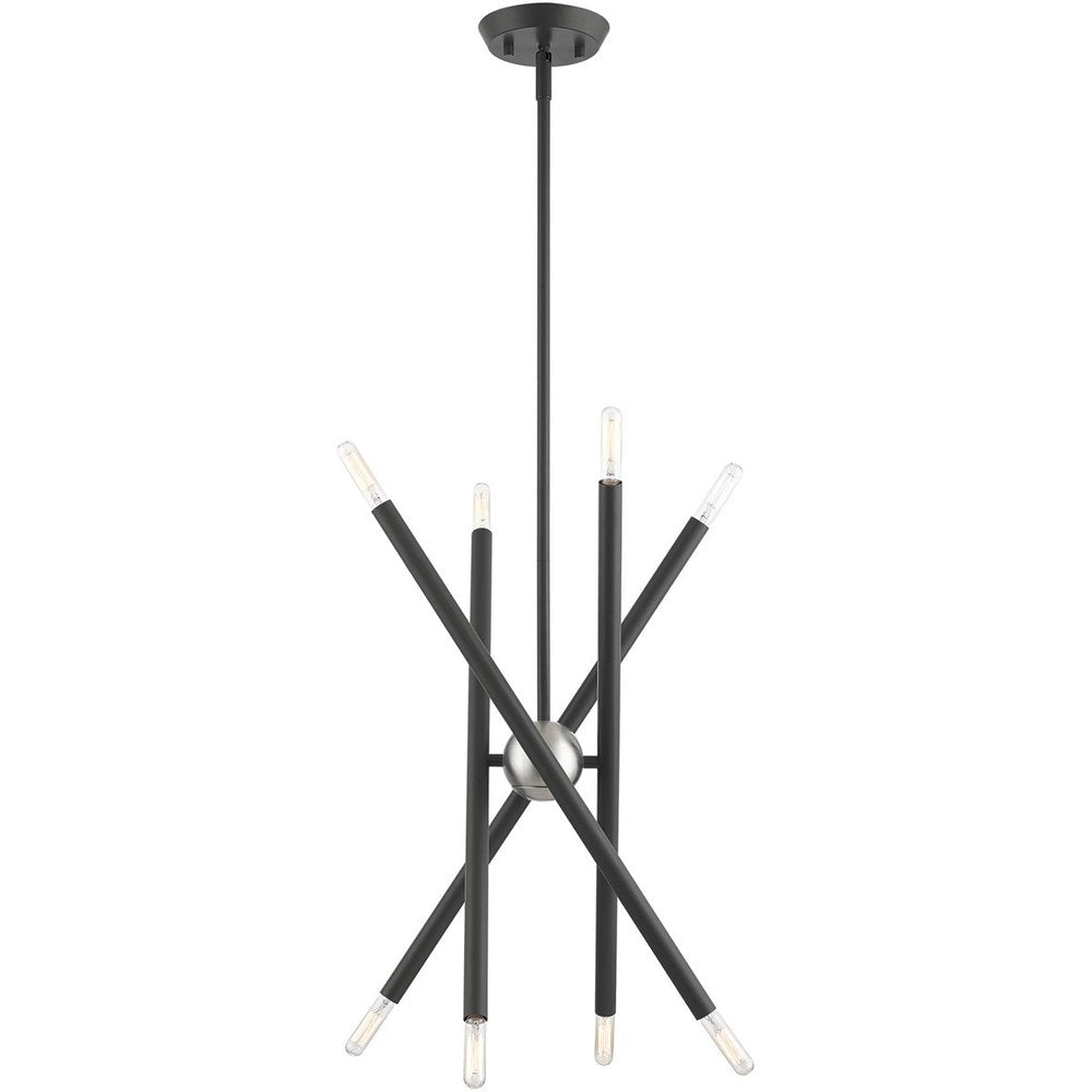 Gray Eight Light Metal Dimmable Chandelier With Shades HomeRoots