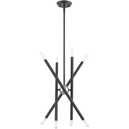 Gray Eight Light Metal Dimmable Chandelier With Shades HomeRoots