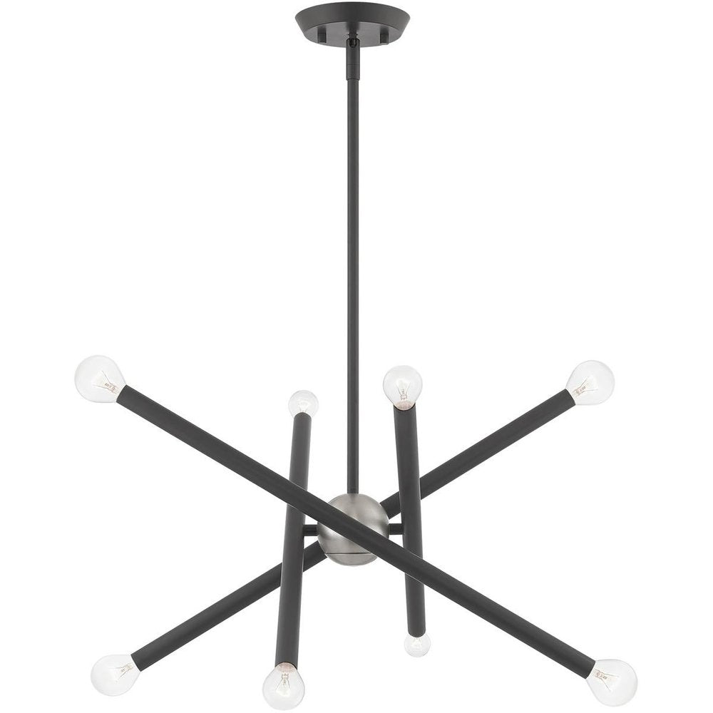 Gray Eight Light Metal Dimmable Chandelier With Shades HomeRoots