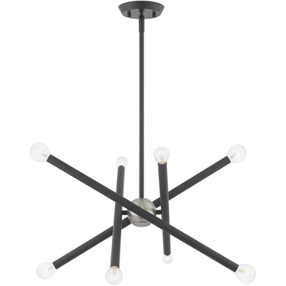Gray Eight Light Metal Dimmable Chandelier With Shades HomeRoots