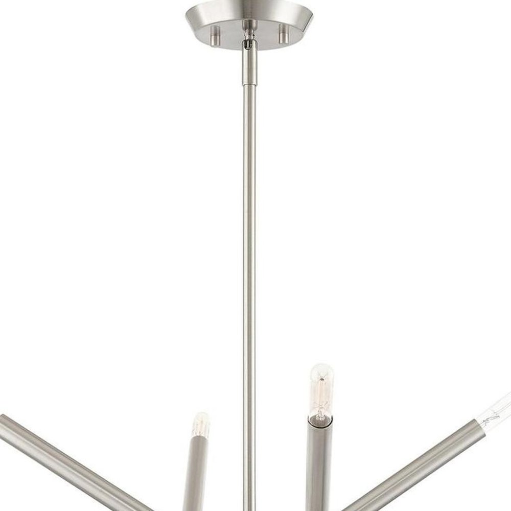 Nickel Eight Light Metal Dimmable Chandelier With Shades HomeRoots