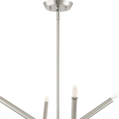 Nickel Eight Light Metal Dimmable Chandelier With Shades HomeRoots
