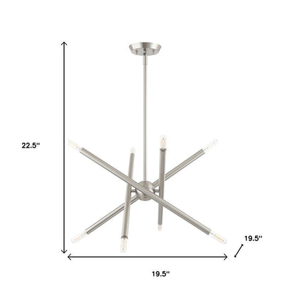 Nickel Eight Light Metal Dimmable Chandelier With Shades HomeRoots