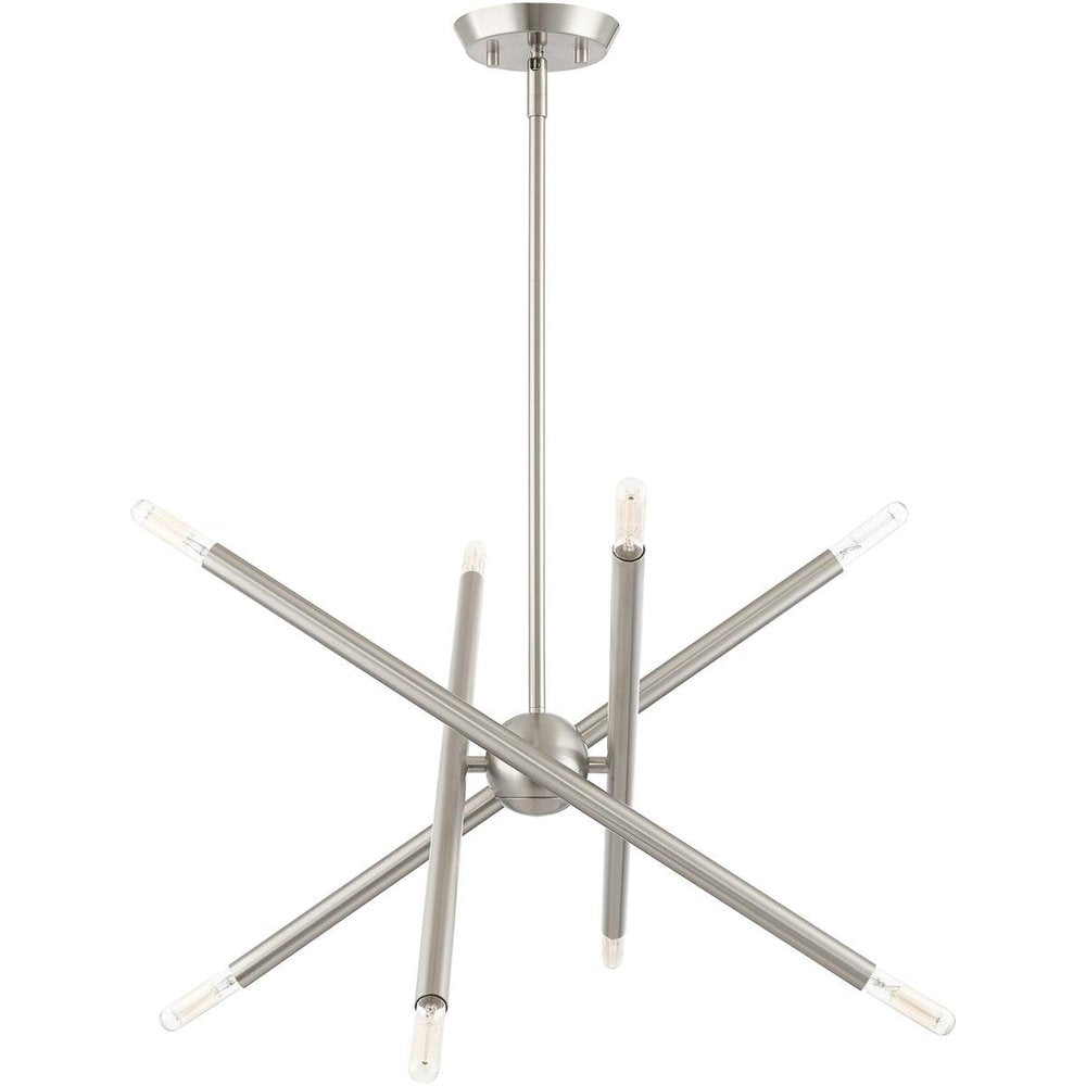 Nickel Eight Light Metal Dimmable Chandelier With Shades HomeRoots