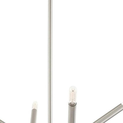Nickel Eight Light Metal Dimmable Chandelier With Shades HomeRoots