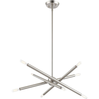 Nickel Eight Light Metal Dimmable Chandelier With Shades HomeRoots