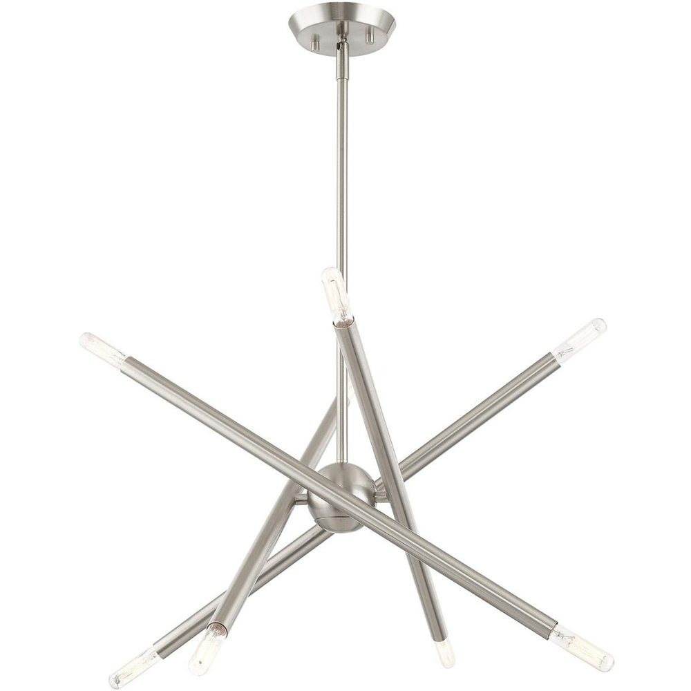 Nickel Eight Light Metal Dimmable Chandelier With Shades HomeRoots