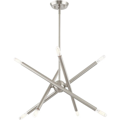 Nickel Eight Light Metal Dimmable Chandelier With Shades HomeRoots