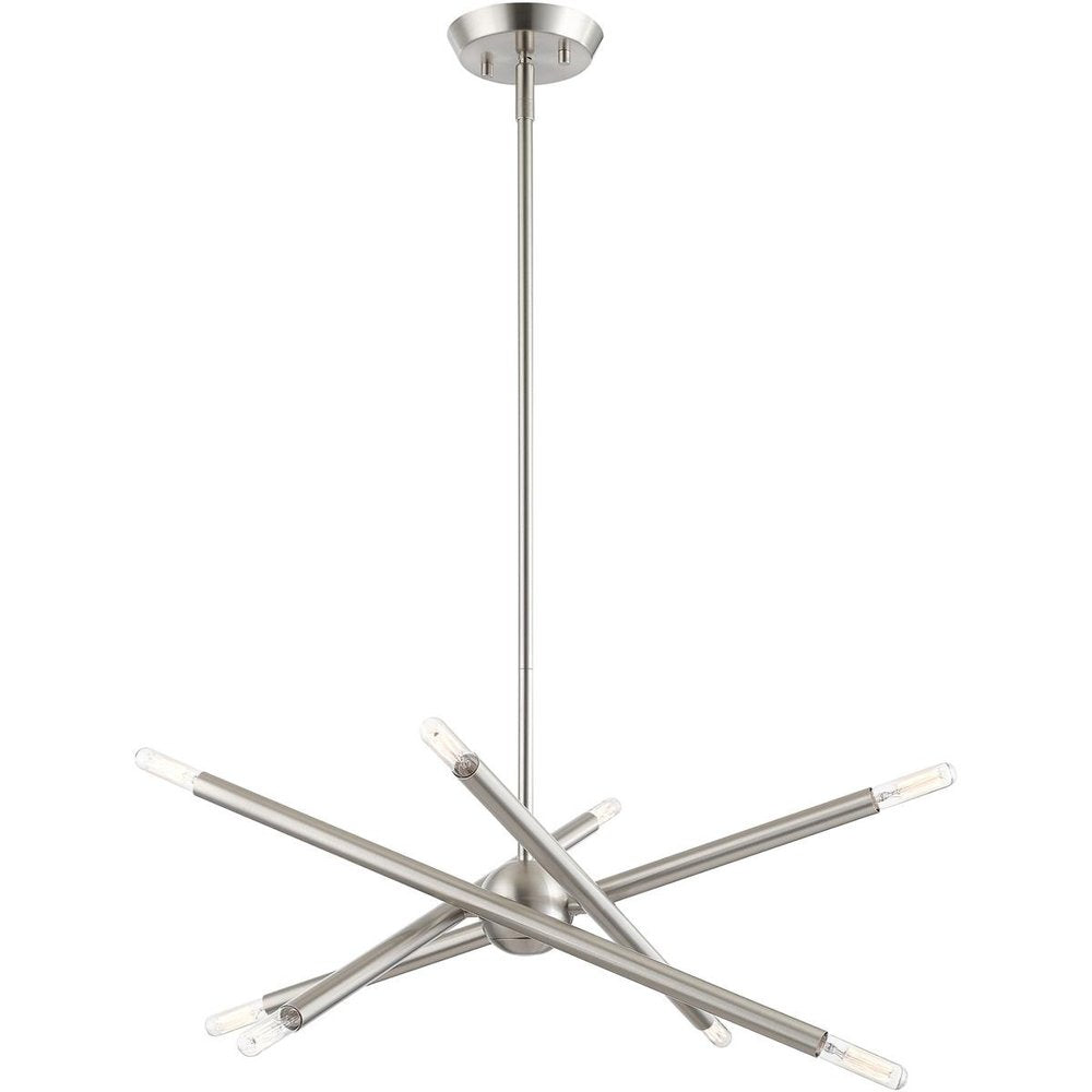 Nickel Eight Light Metal Dimmable Chandelier With Shades HomeRoots