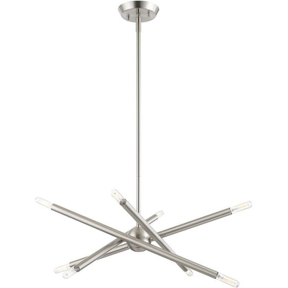 Nickel Eight Light Metal Dimmable Chandelier With Shades HomeRoots