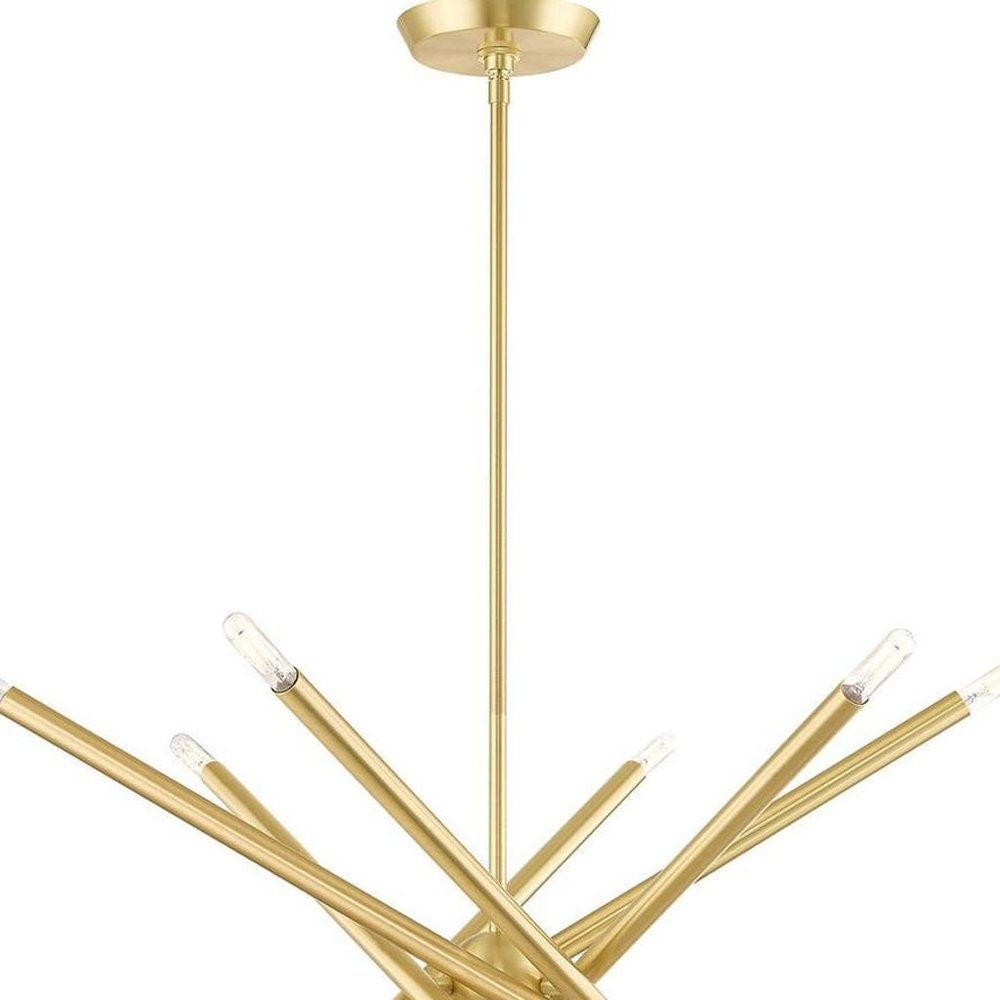 Brass Six Light Metal Dimmable Chandelier With Shades HomeRoots