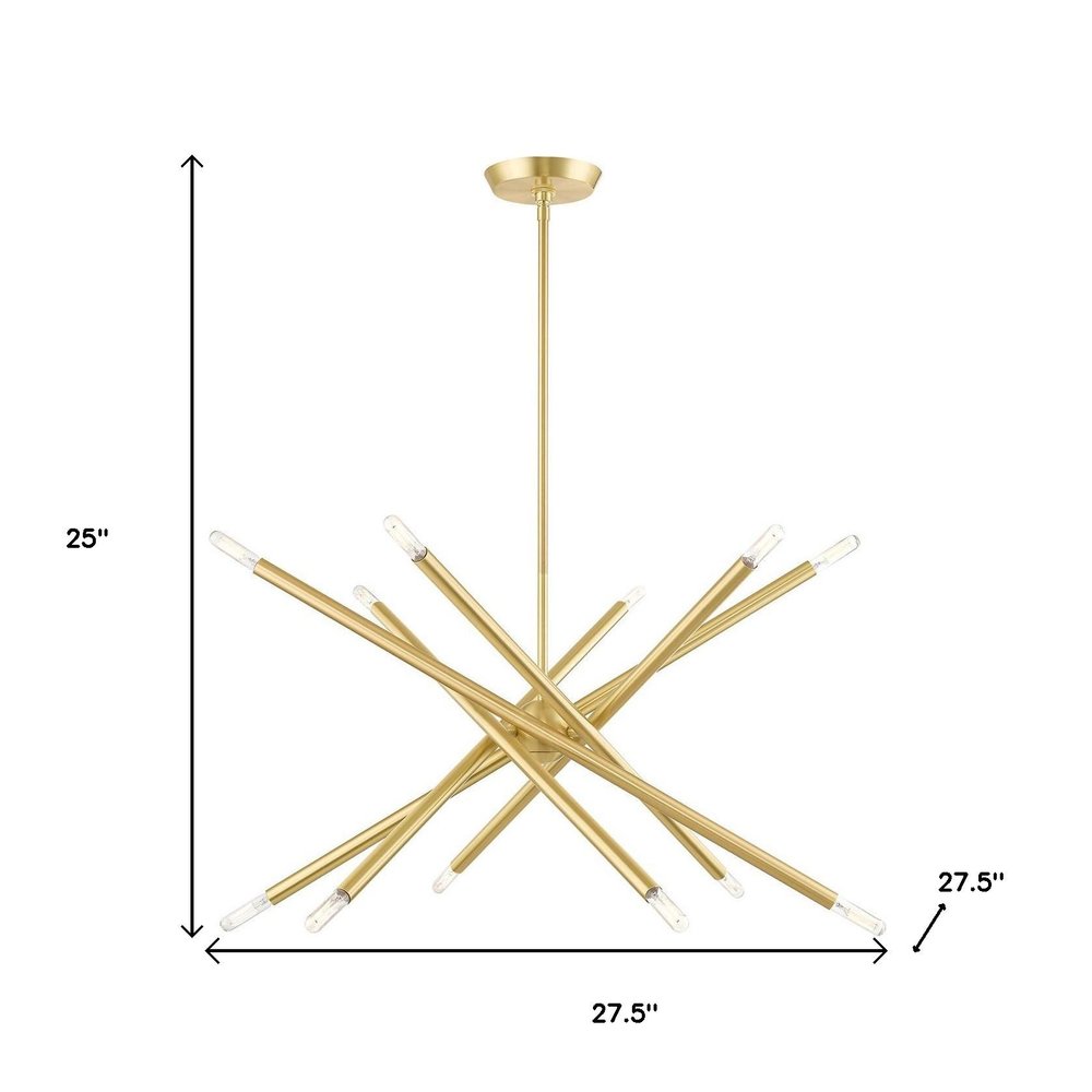 Brass Six Light Metal Dimmable Chandelier With Shades HomeRoots
