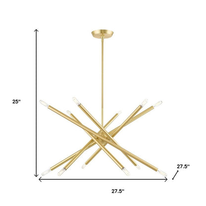 Brass Six Light Metal Dimmable Chandelier With Shades HomeRoots
