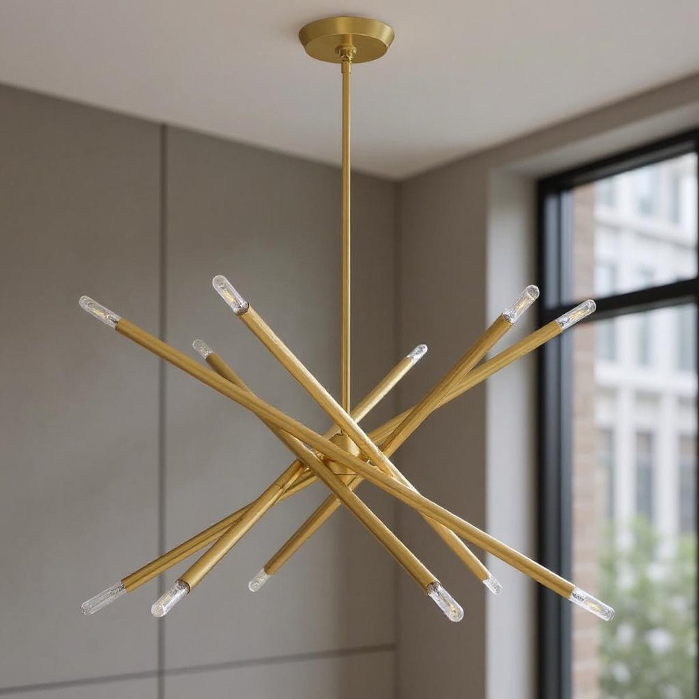 Brass Six Light Metal Dimmable Chandelier With Shades HomeRoots