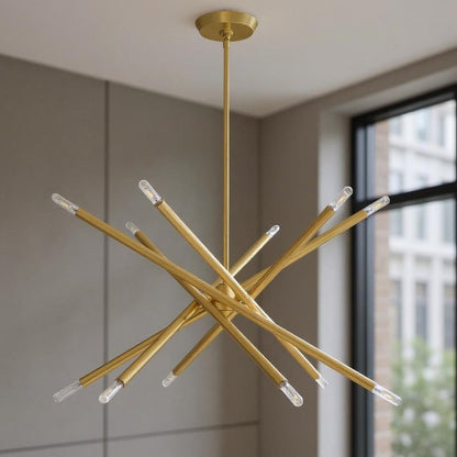 Brass Six Light Metal Dimmable Chandelier With Shades HomeRoots