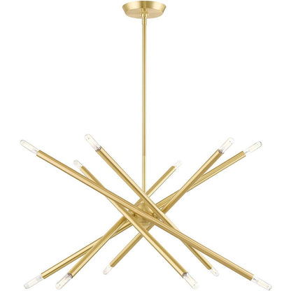 Brass Six Light Metal Dimmable Chandelier With Shades HomeRoots