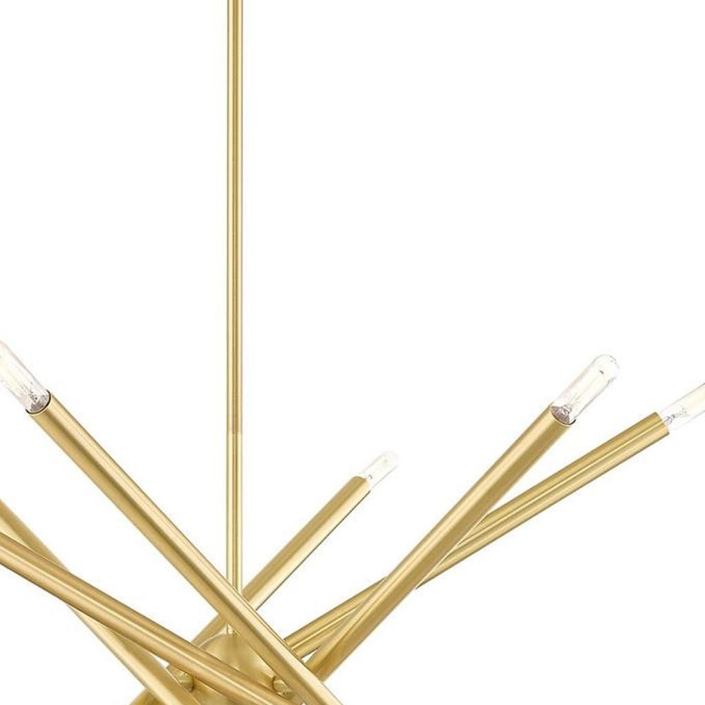 Brass Six Light Metal Dimmable Chandelier With Shades HomeRoots
