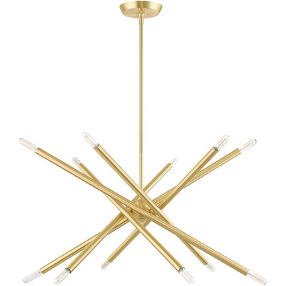 Brass Six Light Metal Dimmable Chandelier With Shades HomeRoots