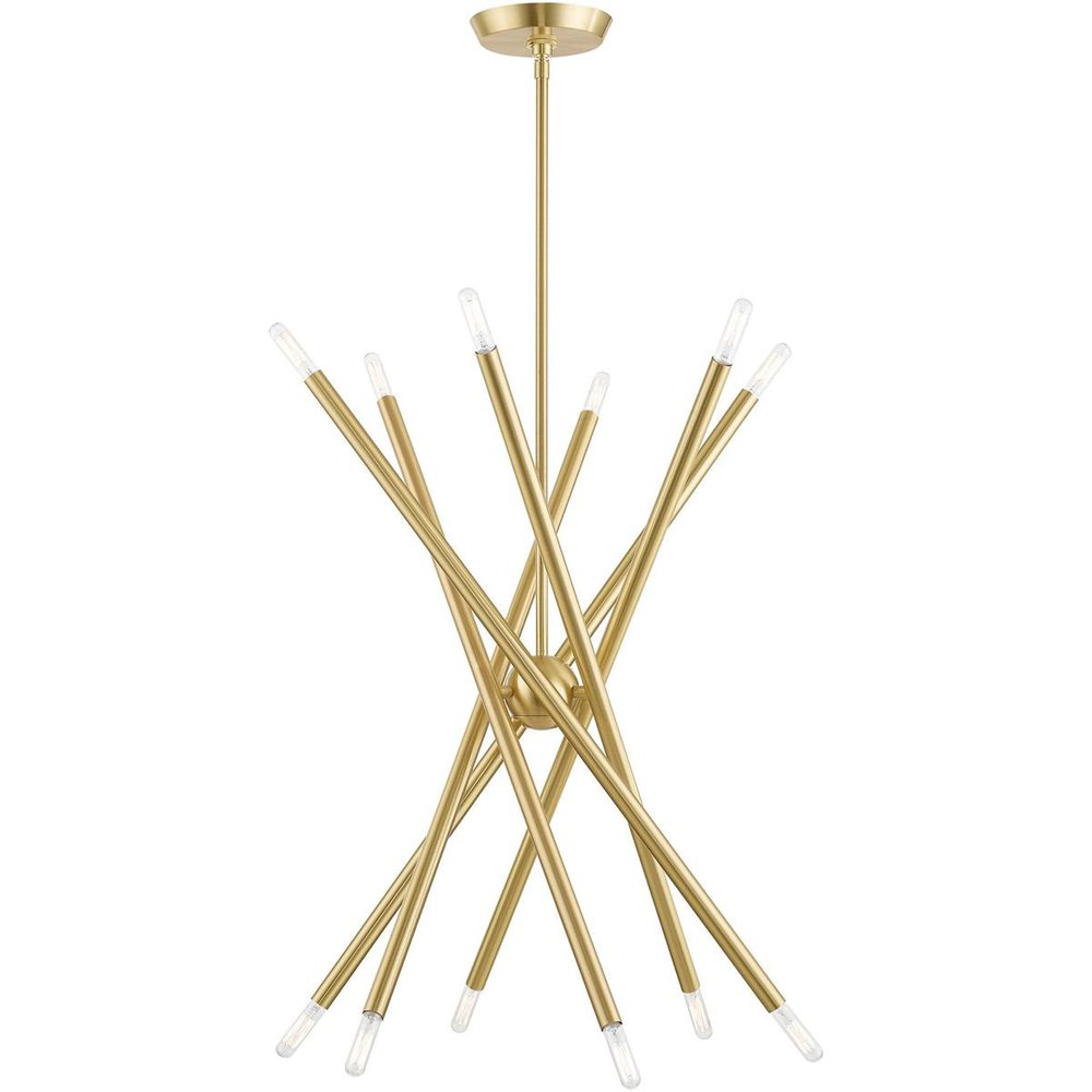 Brass Six Light Metal Dimmable Chandelier With Shades HomeRoots