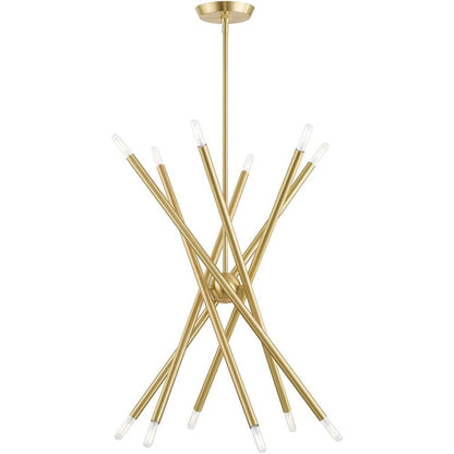 Brass Six Light Metal Dimmable Chandelier With Shades HomeRoots